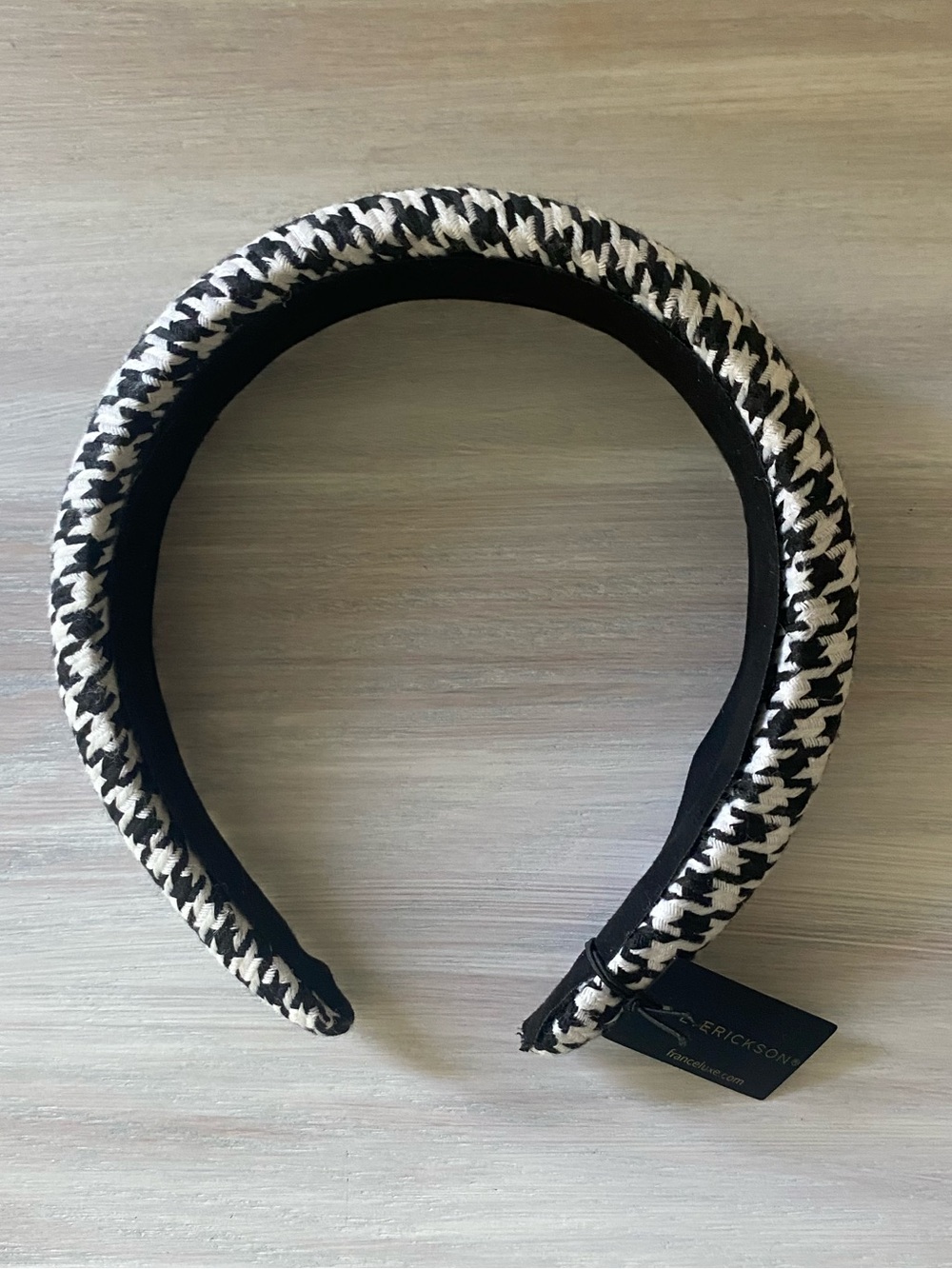 France Luxe Padded Houndstooth Headband - Black & White